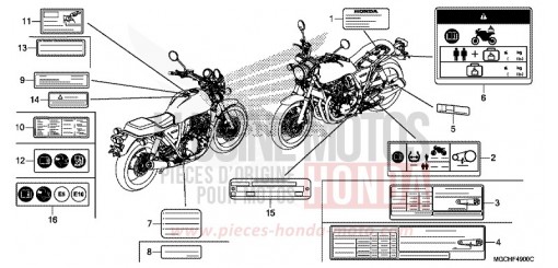 ETIQUETTE DE PRECAUTIONS CB1100CAH de 2017